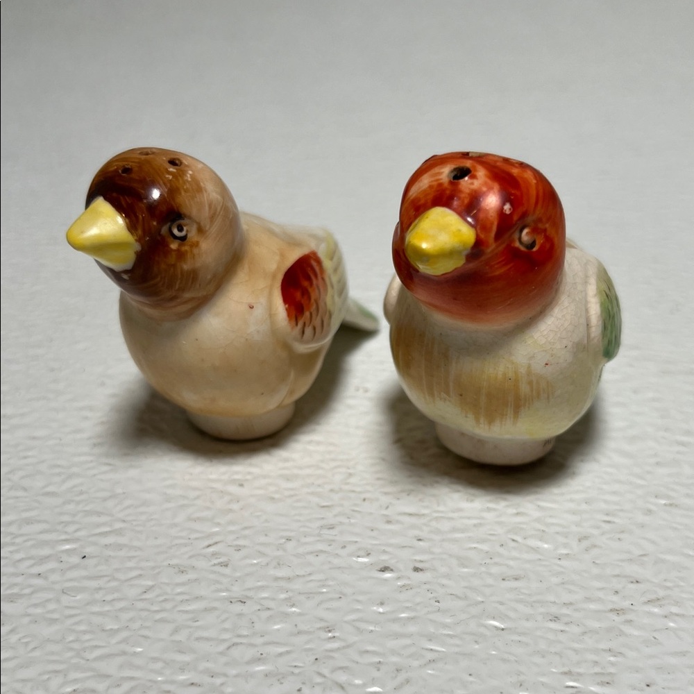 Vintage Hand Painted Ceramic Bird Salt and Pepper Shakers Made Japan